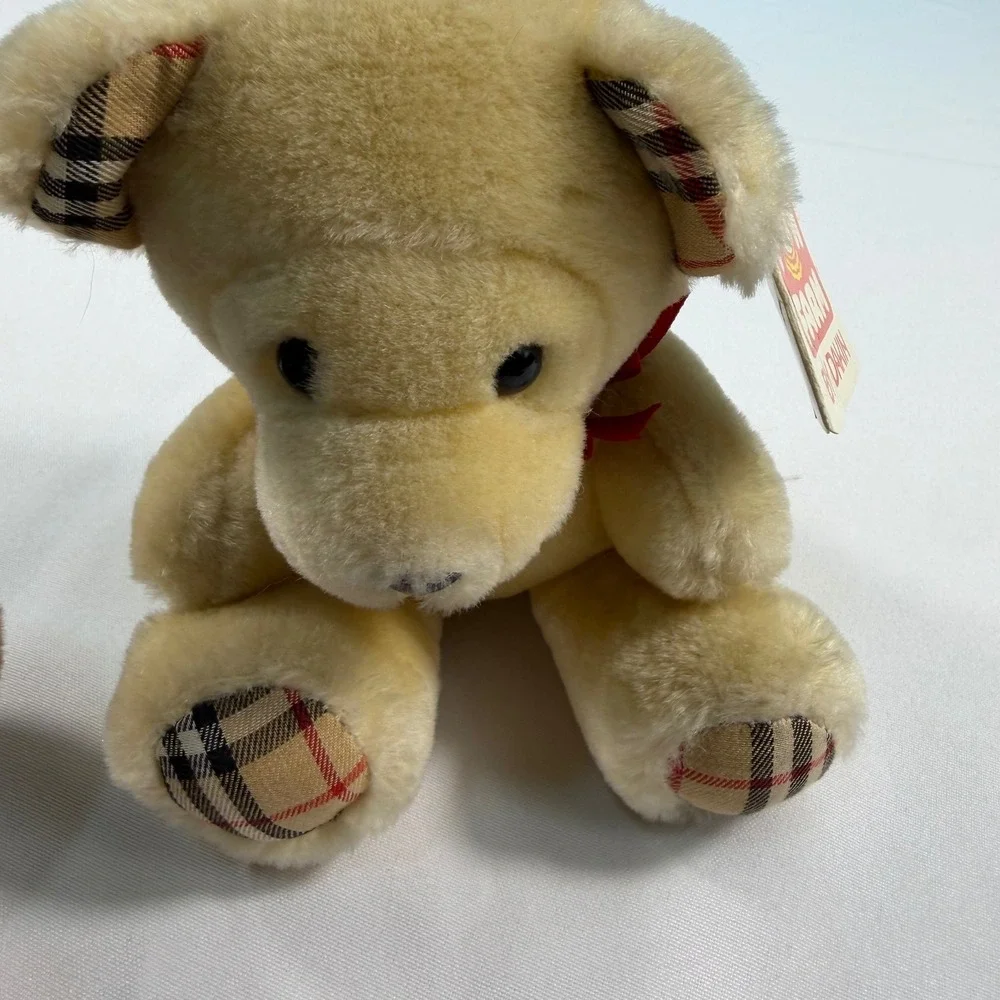 Vintage‎ 1986 Fun Farm by Dakin Remington Bears Set Brown Cream Plaid 7 Inch 2